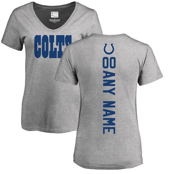 Women Indianapolis Colts NFL Pro Line Ash Custom Backer V-Neck T-Shirt
